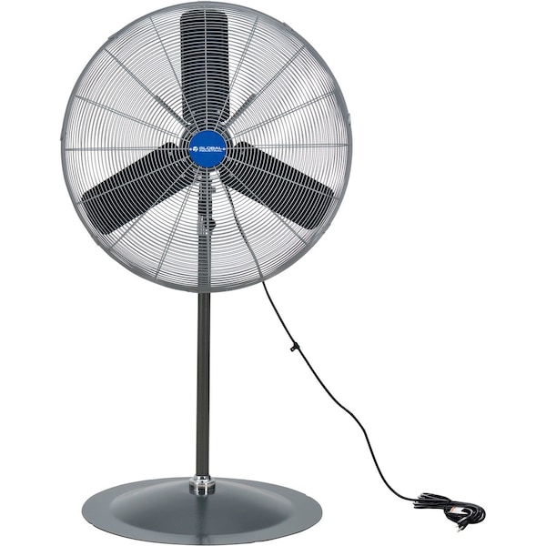 Oscillating Pedestal Fan, 30 Diameter, 1/3HP, 8775CFM